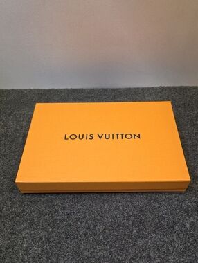 Authentic Louis Vuitton Orange Presentation Magnetic Box with Black Logo